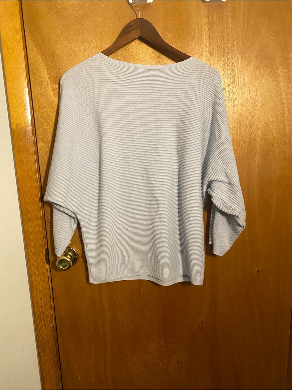 CeCe Light Blue Ribbed Boat Neck Sweater